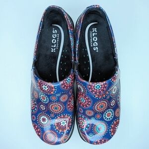 Klogs Mandala Mission women's leather clog shoes red blue size 7